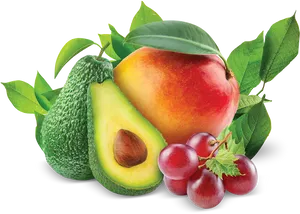 Assorted Fresh Fruits Black Background