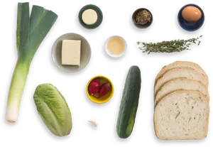 Assorted Fresh Ingredients Top View PNG image