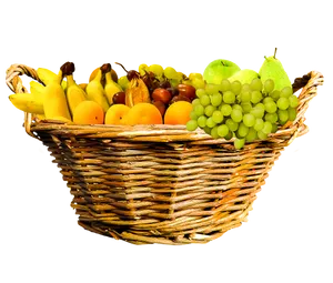 Assorted Fruit Basket Black Background PNG