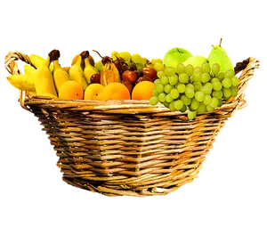 Assorted Fruit Basket Black Background PNG image