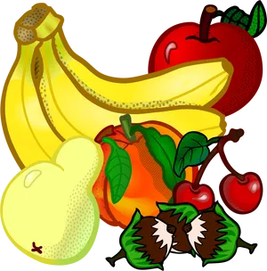 Assorted Fruit Collection Illustration
