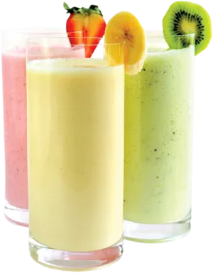 Assorted Fruit Smoothies PNG image