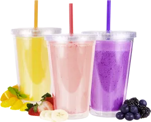 Assorted Fruit Smoothies Transparent PNG image