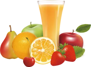 Assorted Fruitand Juice Graphic PNG image