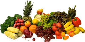 Assorted Fruitsand Vegetables Display PNG image