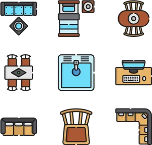 Assorted Furniture Icons Set PNG image