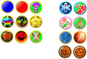 Assorted Game Power Up Icons PNG image