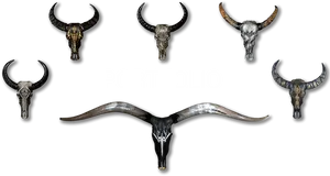 Assorted Goat Horns Graphic Design PNG