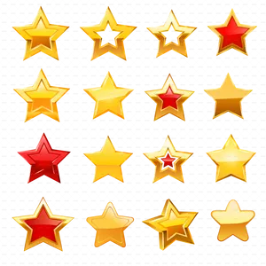 Assorted Golden Star Vectors PNG image