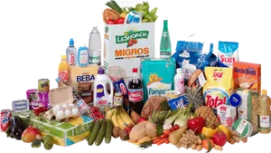 Assorted Grocery Items Collection PNG image