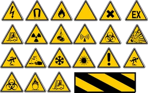 Assorted Hazard Signs Collection PNG image