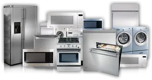 Assorted Home Appliances Collection PNG image