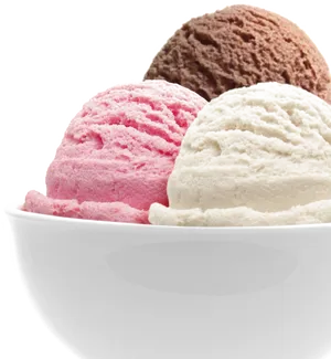 Assorted Ice Cream Scoopsin Bowl PNG image