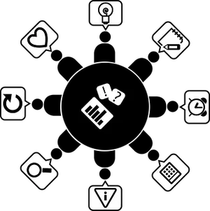 Assorted Icons Black Background PNG image