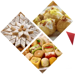 Assorted Indian Sweets Collage PNG image