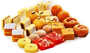 Assorted Indian Sweets Platter PNG image