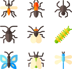 Assorted Insect Icons Set PNG image