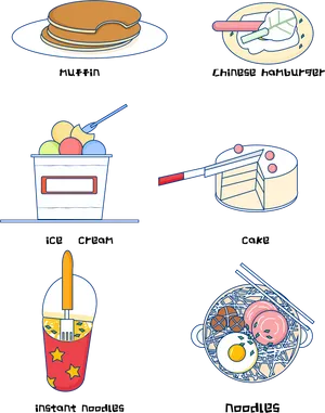 Assorted International Snacks Illustration PNG image