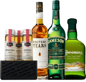 Assorted Irish Whiskey Selection PNG image