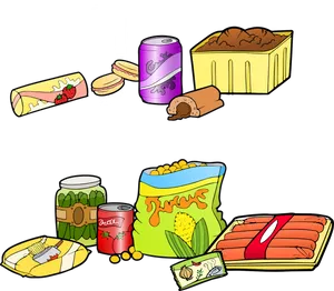 Assorted Junk Food Illustration PNG image