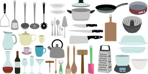 Assorted Kitchen Utensilsand Cookware PNG image
