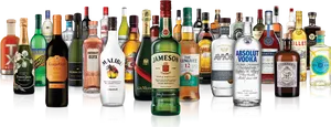 Assorted Liquor Bottles Collection PNG image