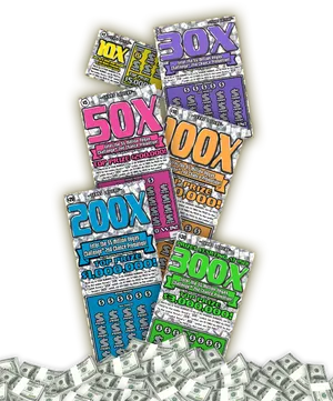 Assorted Lottery Ticketsand Cash PNG image