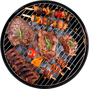 Assorted Meatsand Vegetableson Grill PNG