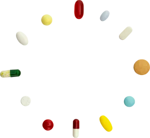 Assorted Medications Scatteredon Gray Background PNG