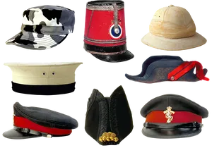 Assorted_ Military_ Headgear_ Collection PNG image