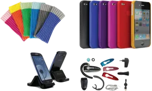 Assorted Mobile Accessories Collection PNG image