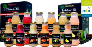 Assorted Natural Juice Products Packaging PNG