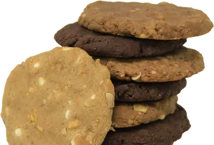 Assorted Oatmeal Chocolate Cookies Stacked PNG image