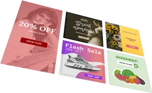 Assorted Online Advertisement Banners PNG image