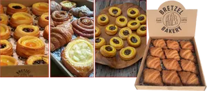 Assorted Pastries Display Bretzel Bakery PNG image