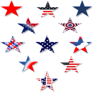 Assorted Patriotic Stars Collection PNG image