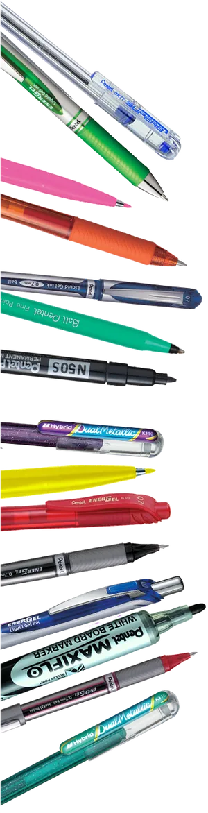 Assorted Pens Vertical Display PNG