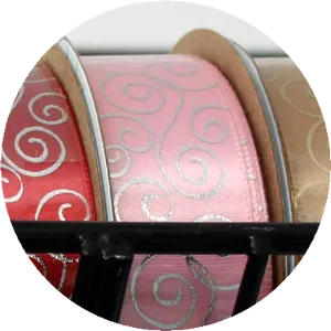 Assorted Ribbon Rolls Cropped Circle PNG image