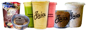 Assorted Smoothiesand Healthy Snacks PNG image