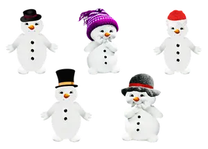 Assorted Snowmen Characters PNG image