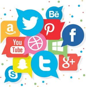 Assorted Social Media Icons PNG image