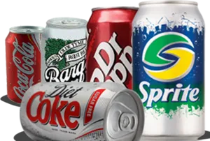 Assorted Soft Drink Cans PNG