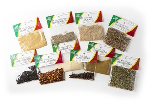 Assorted Spice Packets Display PNG image