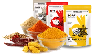 Assorted Spicesand Packaging Z O F F PNG image