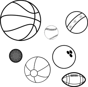 Assorted Sports Balls Vector PNG image
