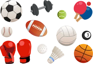 Assorted Sports Equipment Collection PNG image