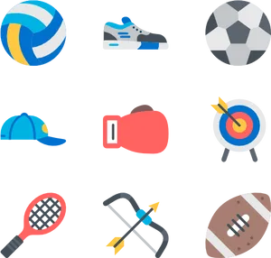 Assorted Sports Equipment Icons PNG