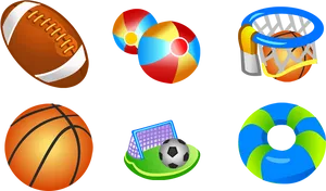 Assorted Sports Equipment Icons PNG