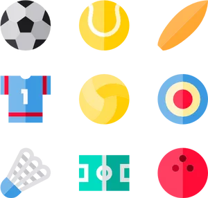 Assorted Sports Equipment Icons PNG image