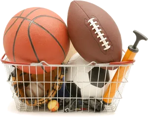 Assorted Sports Equipmentin Basket